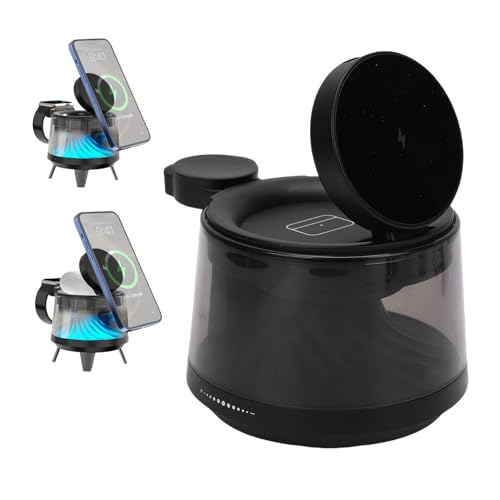 Zunate 3 in 1 Magnetic Charging Station for Phone, Earbuds and Watch, 15W Wireless Charger with Night Light and Wireless Bluetooth Speaker, Portable Charger for Home and Travel