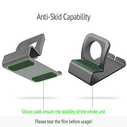 Sincetop Compatible with Apple Watch Charger Stand Ultra 2/Ultra/SE/9/8/7/6/5/4/3/2/1, Aluminum iWatch 49 45 41 44 40 42 38 Charging Holder Dock Nightstand Mode-Magnetic Charger not Included-Gray - color: Gray
