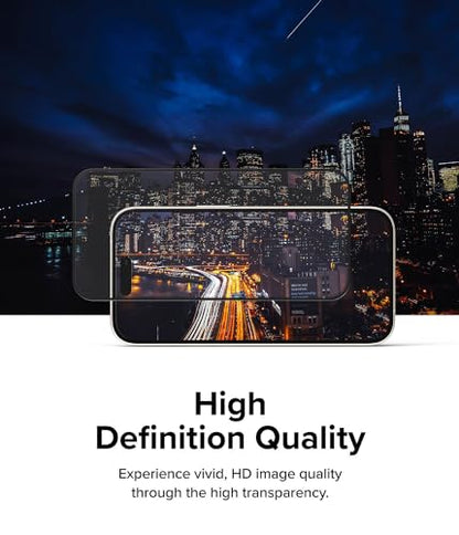 Ringke for iPhone 15 Screen Protector [Full Cover Glass] | Custom-Fit Installation Tool, Case Friendly Shatterproof Premium 9H Hardness Tempered Glass - size: iPhone 15