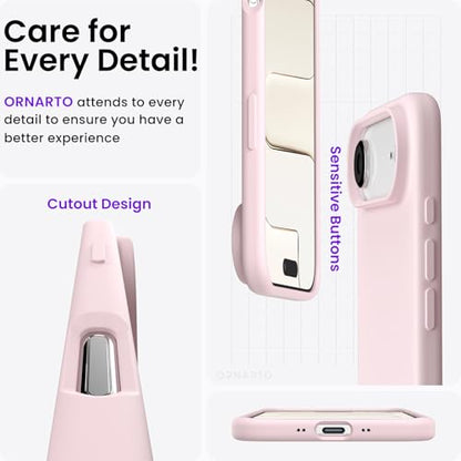 ORNARTO for iPhone Air Case 6.5", Slim Liquid Silicone 3 Layers Soft Gel Rubber Shockproof Protective Cover with Anti-Scratch Microfiber Lining-Chalk Pink - color: Chalk Pink