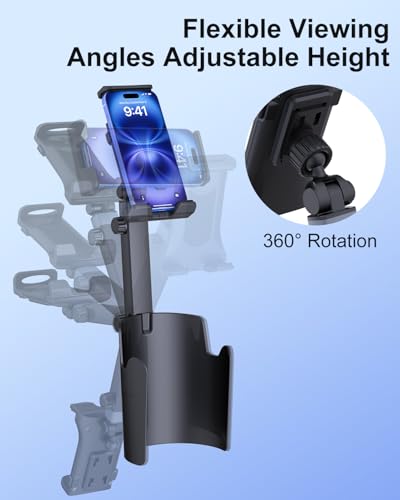 Vitog 2-in-1 Phone Holders for Your Car, Universal Cup Holder Phone Holder - color: Black(360° Rotation)