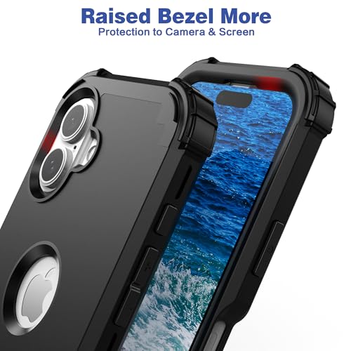 IDweel for iPhone 17 Case with Screen Protector for Men, 3 in 1 Shockproof Slim Fit Hybrid Heavy Duty Hard PC Cover Soft Silicone Bumper Full Body Anti-Fingerprint Case, Black - color: Black