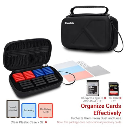 EVA PU Memory Card Holder with Individual 20 SD & 12 XQD/CFB Cards Cases - size: for 12 XQD & 20 SD