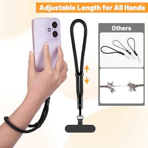4 Pack Phone Wrist Strap, Adjustable Cell Phone Lanyard Strap, Wrist Lanyard with 360° Rotating Hook and Tether Tabs - color: 4 Black