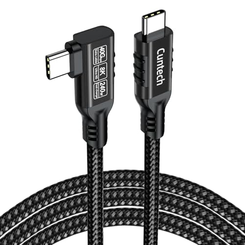 USB 4 Cable 6.6ft, USB C 90 Degree Right Angle Cable - color: Black, size: 6.6FT, style: Right Angle