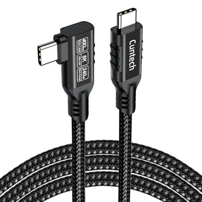 USB 4 Cable 6.6ft, USB C 90 Degree Right Angle Cable - color: Black, size: 6.6FT, style: Right Angle