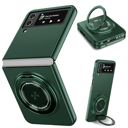 Magnetic Case for Samsung Galaxy Z Flip 4, [Compatible with MagSafe] Military Grade Shockproof Slim fit Samsung Z Flip 4 Phone Case with Magnetic Ring Kickstand, Green… - color: Green, size: Samsung Galaxy Z Flip 4