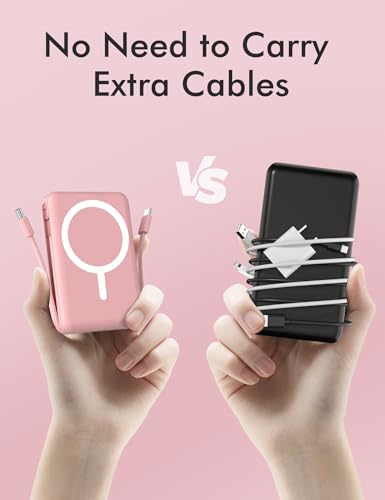 podoru for Magsafe Power Bank, 10000mAh Magnetic Portable Charger - color: Pink