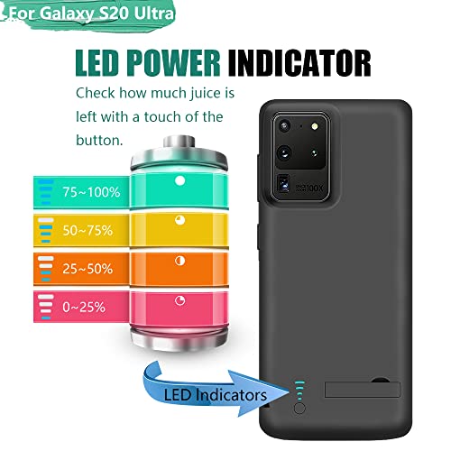 Battery Case for Samsung Galaxy S20 Ultra 5G, 6000mAh Rechargeable Extended Battery Charging Charger Case, Add 100% Extra Juice, NOT Compatible with Note 20 Ultra (6.9 inch)