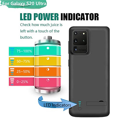 Battery Case for Samsung Galaxy S20 Ultra 5G, 6000mAh Rechargeable Extended Battery Charging Charger Case, Add 100% Extra Juice, NOT Compatible with Note 20 Ultra (6.9 inch)