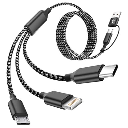 MPATIBY Multi Charging Cable 5 in 1, 1Pack 5FT USB C/A Multi Charger Cable - color: Black+gray, size: 1Pack5FT
