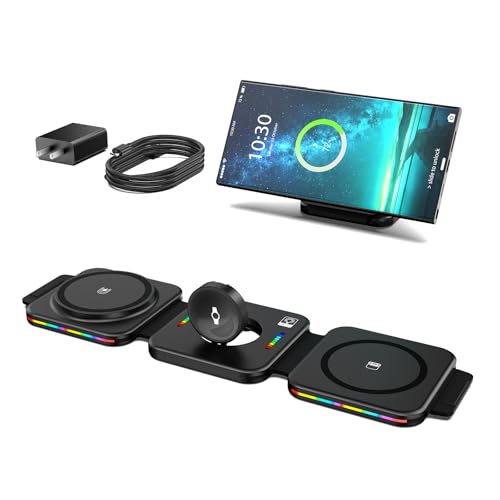 Magnetic Wireless Charger for Samsung, 3 in 1 Charging Station for Samsung