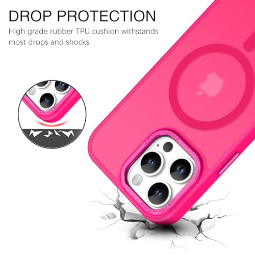 BENTOBEN Magnetic for iPhone 16 Pro Max Case,(Compatible with MagSafe) (Military Grade Drop Protection) Slim Translucent Matte Shockproof with Anti-Fingerprint Phone Case 6.9",Hot Pink - color: Hot Pink