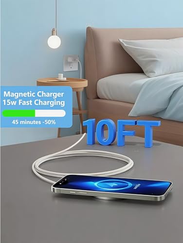 [Apple MFi Certified] Magnetic Wireless Charger Mag Safe for iPhone 17-12 - color: White, size: 10-ft 20W x2