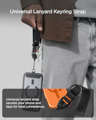 Spigen Phone Wrist Strap with Lanyard and Tether Tab (Universal) - color: Black