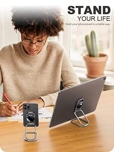 A-LuGei Phone Kickstand Ring Holder, Cell Phone Grips, Phone Stand for Desk - color: Hallow Silver