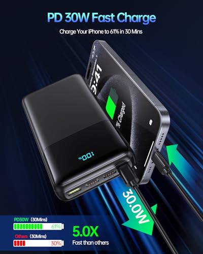 Portable Charger Power Bank 50000mAh, PD 30W and QC 4.0 Fast Charging