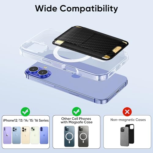 FINPAC MagSafe Wallet Magnetic Card Wallet Holder for Women Men - color: Carbon Fiber Black