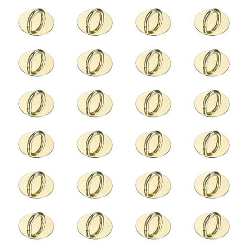 PATIKIL Metal Phone Charm Hook 0.9", 24Pcs Adhesive Circle Shaped Phone Finger Grip Hook Smartphones Keychain Ring Charm Loop for DIY Tablet Case Accessories, Gold - color: Gold