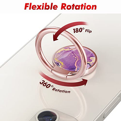 Phone Ring Grip Holder, 360° Rotation Cell Phone Grip Stand, Finger Ring Stand, Metal Finger Ring Grip Kickstand Compatible with iPhone 17 Pro Max 16 15 14 13 12 Magsafe Accessories, Purple - color: Crystal Purple