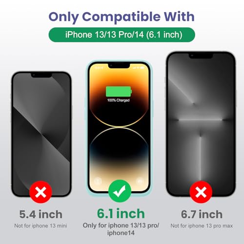 Battery Case for iPhone 13/13Pro/14,7500mah Ultra-Slim Protective Charging Case, Portable Rechargeable Expandable Battery Charger Cover Compatible with iPhone 13/13Pro/14 (6.1 Inch)-Green - color: Green