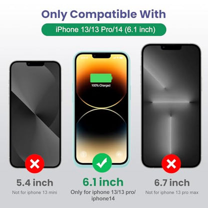Battery Case for iPhone 13/13Pro/14,7500mah Ultra-Slim Protective Charging Case, Portable Rechargeable Expandable Battery Charger Cover Compatible with iPhone 13/13Pro/14 (6.1 Inch)-Green - color: Green