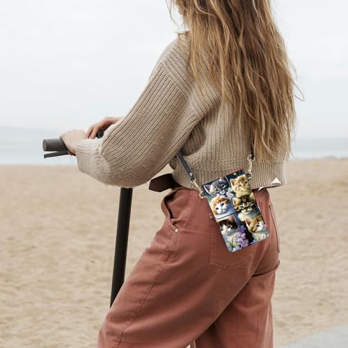 Small Crossbody Bags with Adjustable Shoulder Strap - color: Cats Family