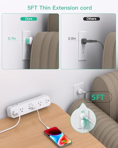 Mifaso PD20W USB C Desk Clamp Power Strip, 1080J Surge Protector - color: White, size: PD20W
