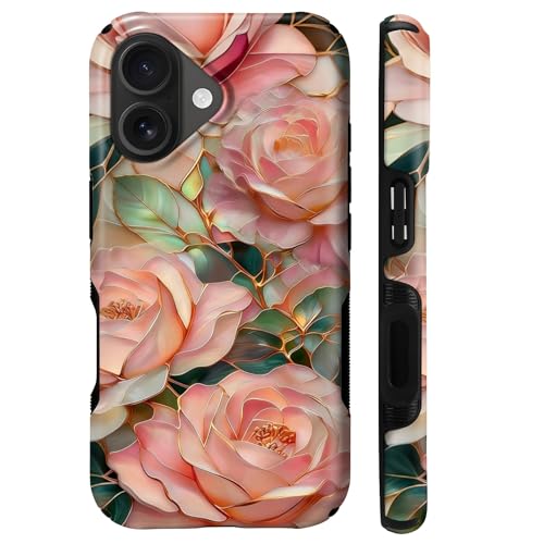 Case for iPhone 17 | Anti-Slip Side Handle| Bold Protective Design | Compatible with MagSafe | Stained Glass Pink Flower | - color: Stained Glass Pink Flower, size: iPhone 17