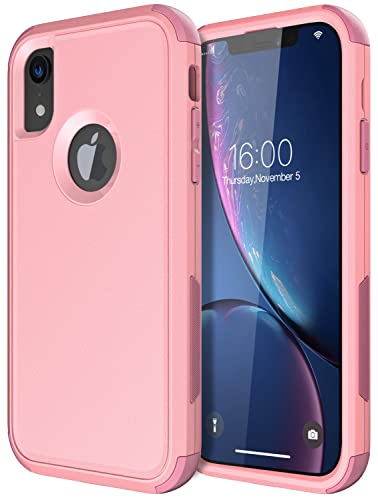Diverbox for iPhone Xr Case [Shockproof] [Dropproof] [Dust-Proof],Heavy Duty Protection Phone Case Cover for Apple iPhone XR (Pink) - color: Pink-3in1