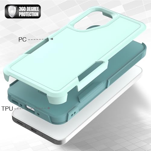 for Samsung Galaxy A17 Case: Dual Layer Protective Heavy Duty Cell Phone Cover Shockproof Rugged with HD Screen Protector - Military Protection Bumper Tough for Samsung Galaxy A17 5G 2026, Mint Green - color: Mint Green (PC) + Mint Green (TPU)