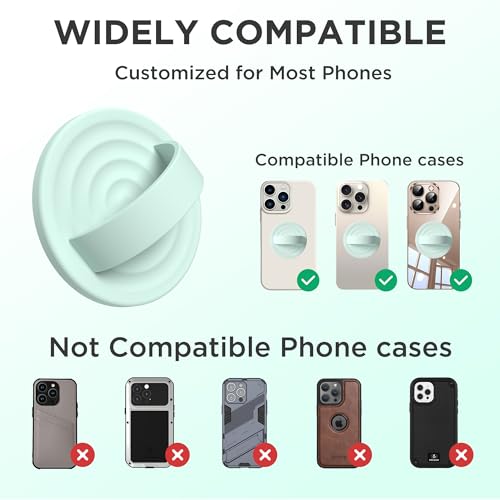 Upgraded Magnetic Phone Grip, Liquid Silicone Soft and Portable, Removable Finger Loop Ring Grip Holder for iPhone, Strong Magnetic Attraction, Compatible with MagSafe Phone Case, Mint Green - color: Mint Green