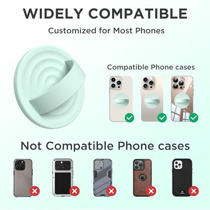 Upgraded Magnetic Phone Grip, Liquid Silicone Soft and Portable, Removable Finger Loop Ring Grip Holder for iPhone, Strong Magnetic Attraction, Compatible with MagSafe Phone Case, Mint Green - color: Mint Green