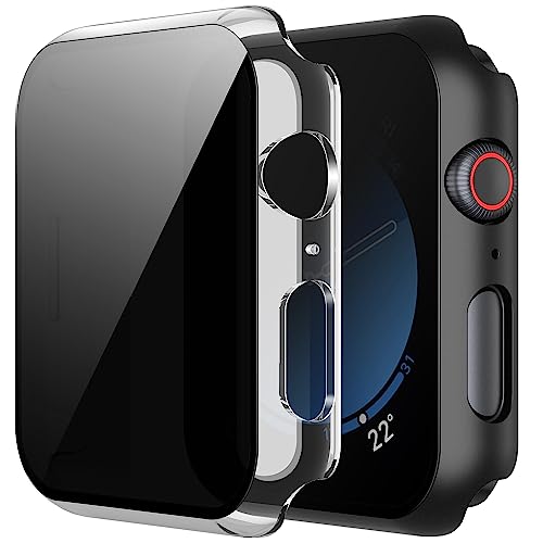 Misxi Privacy Case for 44mm Apple Watch SE3/SE2/SE/Series 6/5/4 - color: 1 Black + 1 Transparent, size: 44mm