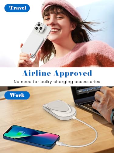 Magnetic Portable Charger, 10000mAh Wireless Power Bank USB-C Cable, MagSafe-Compatible Battery,Portable Charger Power Bank for iPhone 17/16/15/14/13/12 Series, Samsung,Android (White) - color: White