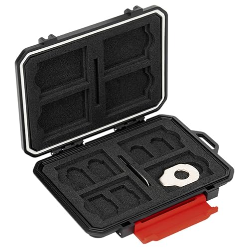Kiorafoto 18 Slot Memory Card Holder for 8 SD & 4 TF & & 4 CFA & 2 Nano SIM - size: For 8 SD+4 TF+4 CFA+2 Nano SIM(BLACK)
