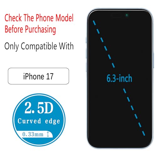 2 Pack Matte Privacy Screen Protector for iPhone 17 Tempered Glass - size: iPhone 17 6.3-Inch