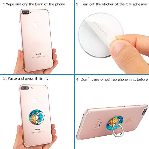 4-Pack Phone Ring Holder 360 Rotation Finger Stand Grip Kickstand for Smartphones and Tablets (Turtle)