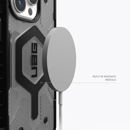 URBAN ARMOR GEAR UAG Case [Updated Version] Compatible with iPhone 15 Pro Max Case 6.7" Pathfinder Clear Ash/Black Built-in Magnet Compatible with MagSafe Charging Rugged Transparent Protective Cover - color: Ash/Black
