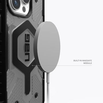 URBAN ARMOR GEAR UAG Case [Updated Version] Compatible with iPhone 15 Pro 6.1" Pathfinder Clear Ash/Black Built-in Magnet Compatible with MagSafe Charging Rugged Transparent Dropproof Protective Cover - color: Ash/Black