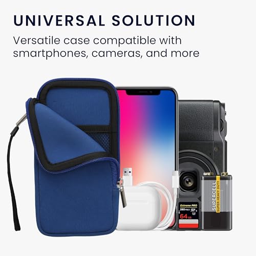 kwmobile Universal Phone Pouch Size XL - 6.7/6.8" - Neoprene Smartphone Pouch with Zip - Water-Repellent Mobile Phone Case - Sleeve in Baltic Blue - color: Baltic Blue, size: XL - 6.7/6.8"