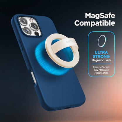 Encased Magnetic Phone Grip Holder (Compatible with MagSafe) Thin Silicone Finger Loop Ring for iPhone (Ivory) - color: Ivory