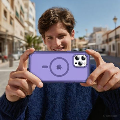 Magnetic for iPhone 12 Pro Max Case Heavy Duty Protection Dark Purple | Compatible with MagSafe,Military Grade Drop Protection,Translucent Matte,Non-Slip,Shockproof 2-Layer Durable Bumper Case - color: Dark Purple, size: iPhone 12 Pro Max