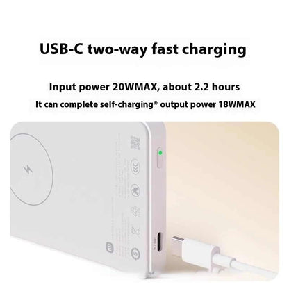 XIAOMI Magnetic Power Bank 5000mAh, 12mm Slim Portable Wired & Wireless Charger with 18W PD Fast Charging, Durable Mag-Safe Battery Pack for iPhone, Sumsung and Other Smart Phones - style: 5000mah Slim & Magnetic & Wireless