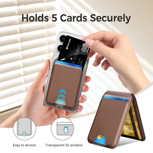 for MagSafe Wallet，Leather Magnetic Wallet for Phone with Adjustable Stand，5 Magnetic Credit Card Holder RFID Blocking for iPhone 17 16 15 14 13 12 Pro Max Air Series Cases (Slim-Coffee) - color: Slim-Coffee