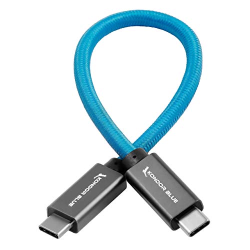 KONDOR BLUE 8.5" Straight USB C 3.1 GEN 2 10 Gb/s 100W | Braided Cable for 8K Data and Power Delivery - color: Blue
