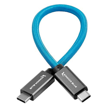 KONDOR BLUE 8.5" Straight USB C 3.1 GEN 2 10 Gb/s 100W | Braided Cable for 8K Data and Power Delivery - color: Blue