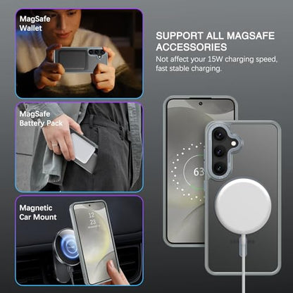 BENTOBEN Magnetic for Samsung Galaxy S24 Plus Case [Compatible with Magsafe] Translucent Matte Slim Thin Shockproof Anti-Yellow Women Men Protective Phone Cover for Samsung S24 Plus 6.7" 2024, Gray - color: Gray