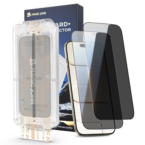 MAGIC JOHN 3rd Gen Upgraded for iPhone Air Privacy Screen Protector 6.5 Inch,25°Anti-Spy Screen,Shockproof Tempered Glass,Auto Dust-Removal,Bubble Free,Easy Installation,Daily Drop Protection,2 Pack - size: iPhone Air 6.5inch