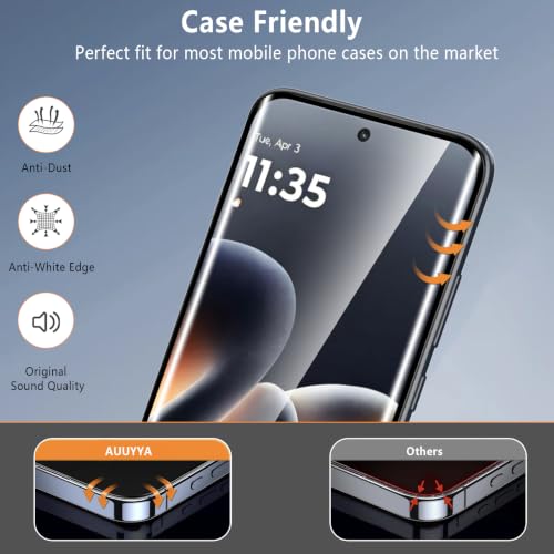3-Pack for Motorola Moto Edge 70 Pro / 70 Fusion Screen Protector Tempered Glass, 3D Full Edge Coverage Film, 9H Hardness Bubble-Free Film, AUUYYA Anti-Scratch Protective Glass for Moto Edge 70 Pro 5G - size: Moto Edge 70 Pro